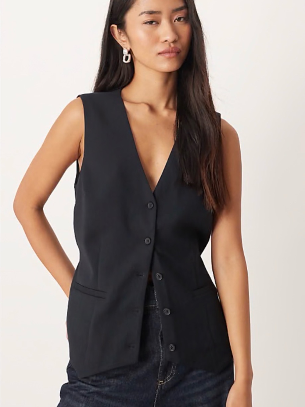 Abercrombie & Fitch Black Sleeveless Button Vest size large